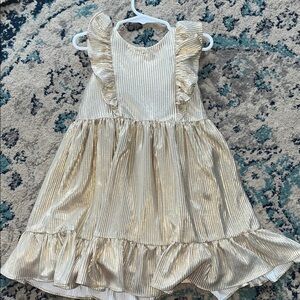 Tahari Shimmering Gold Ruffle Kids Dress
